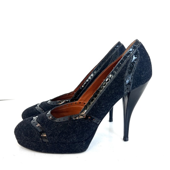 Lanvin charcoal grey round toe pumps - Picture 4 of 7